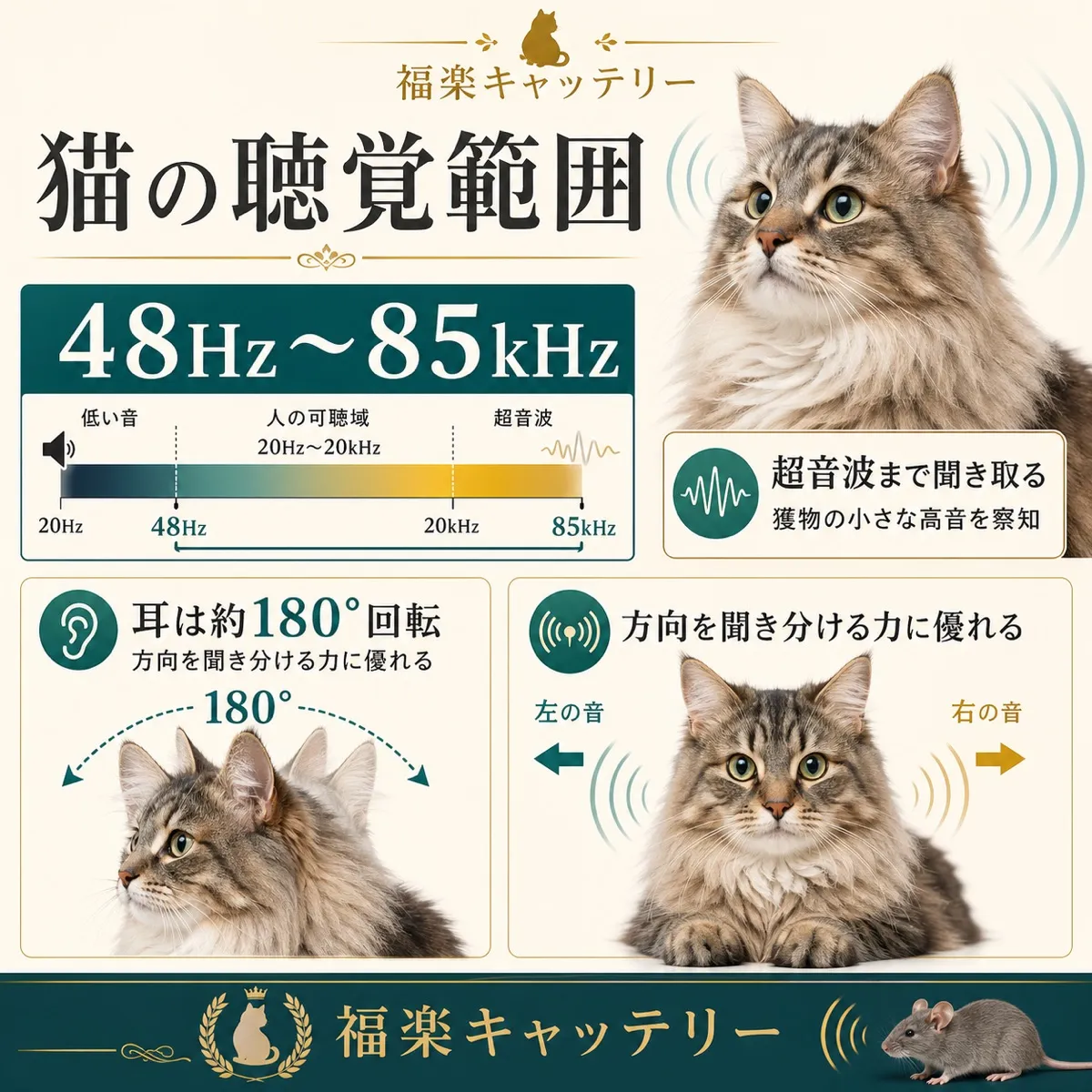 猫の聴覚｜超音波まで聞こえる耳の構造