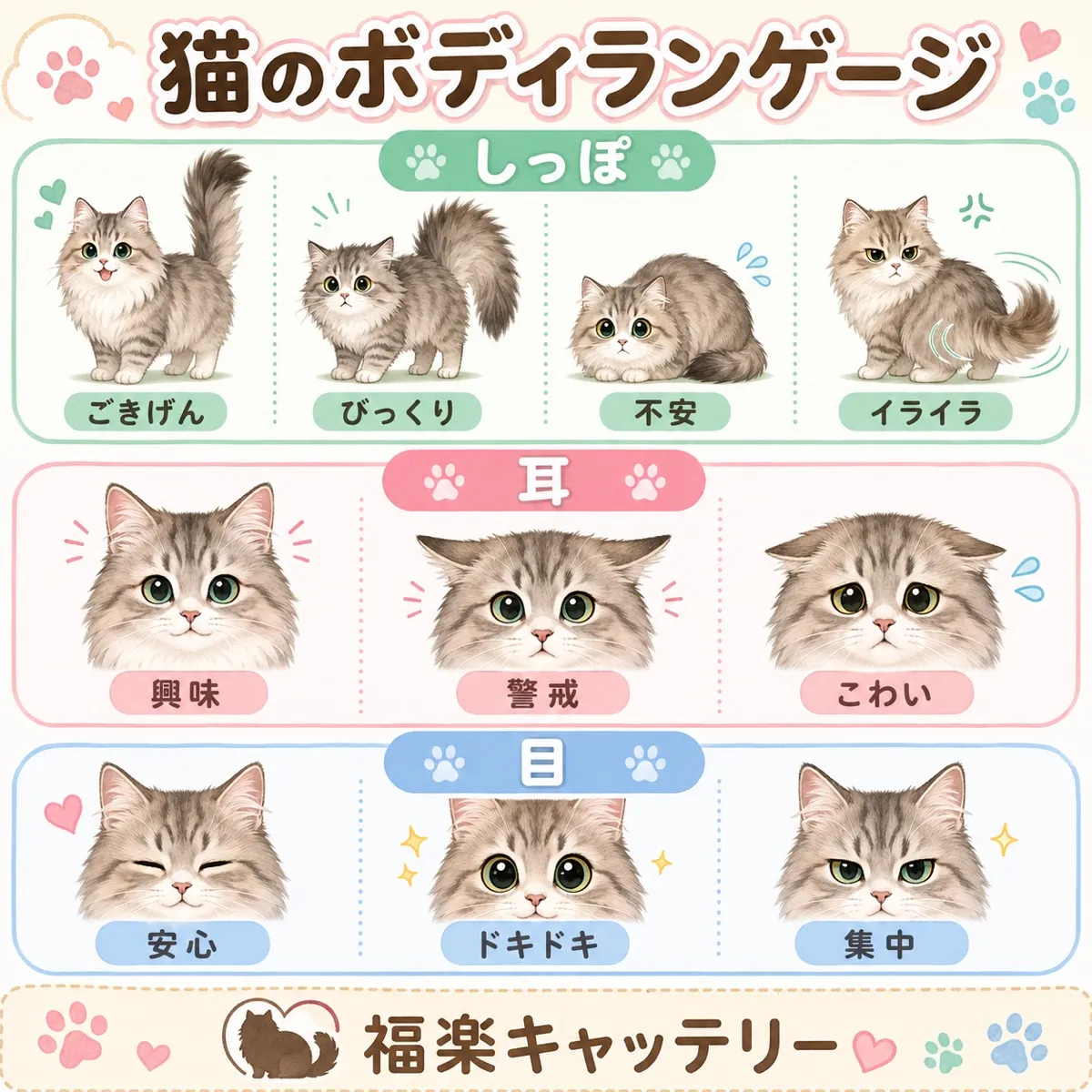 猫のボディランゲージ完全ガイド｜しっぽ・耳・目の角度から本音を読み解く