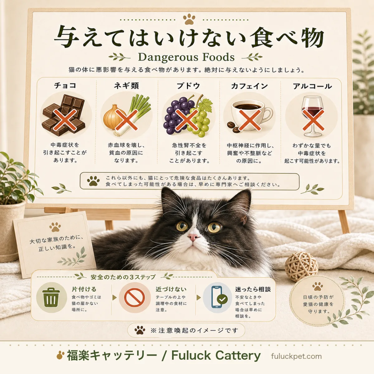 猫に与えてはいけない食べ物を一覧で紹介。チョコレート、ネギ類