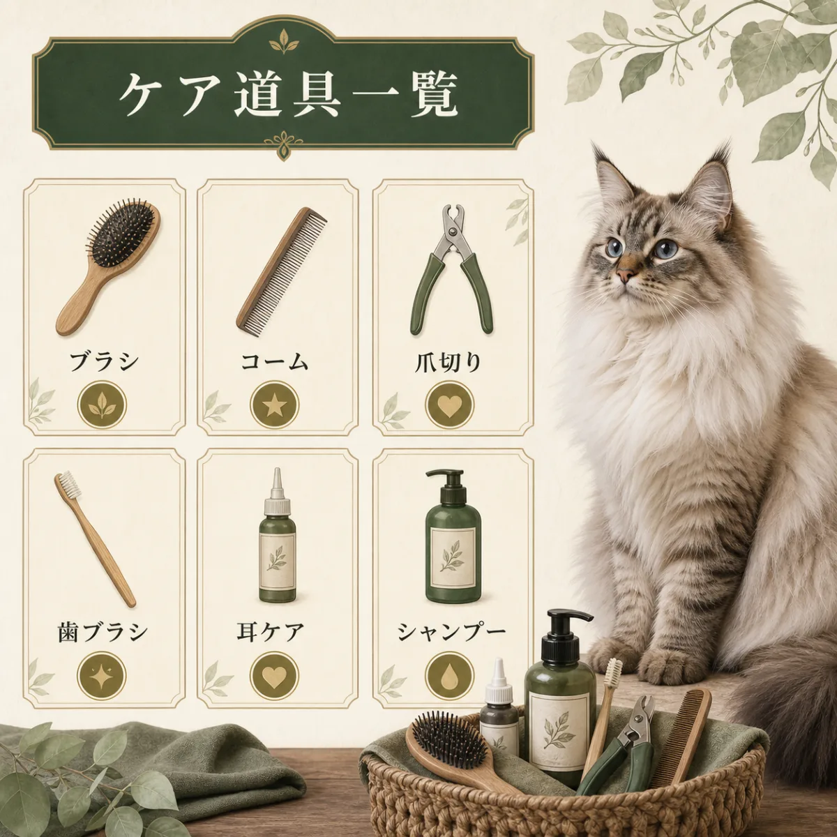 サイベリアンのお手入れに必要な6つの基本グッズと使用頻度まとめ