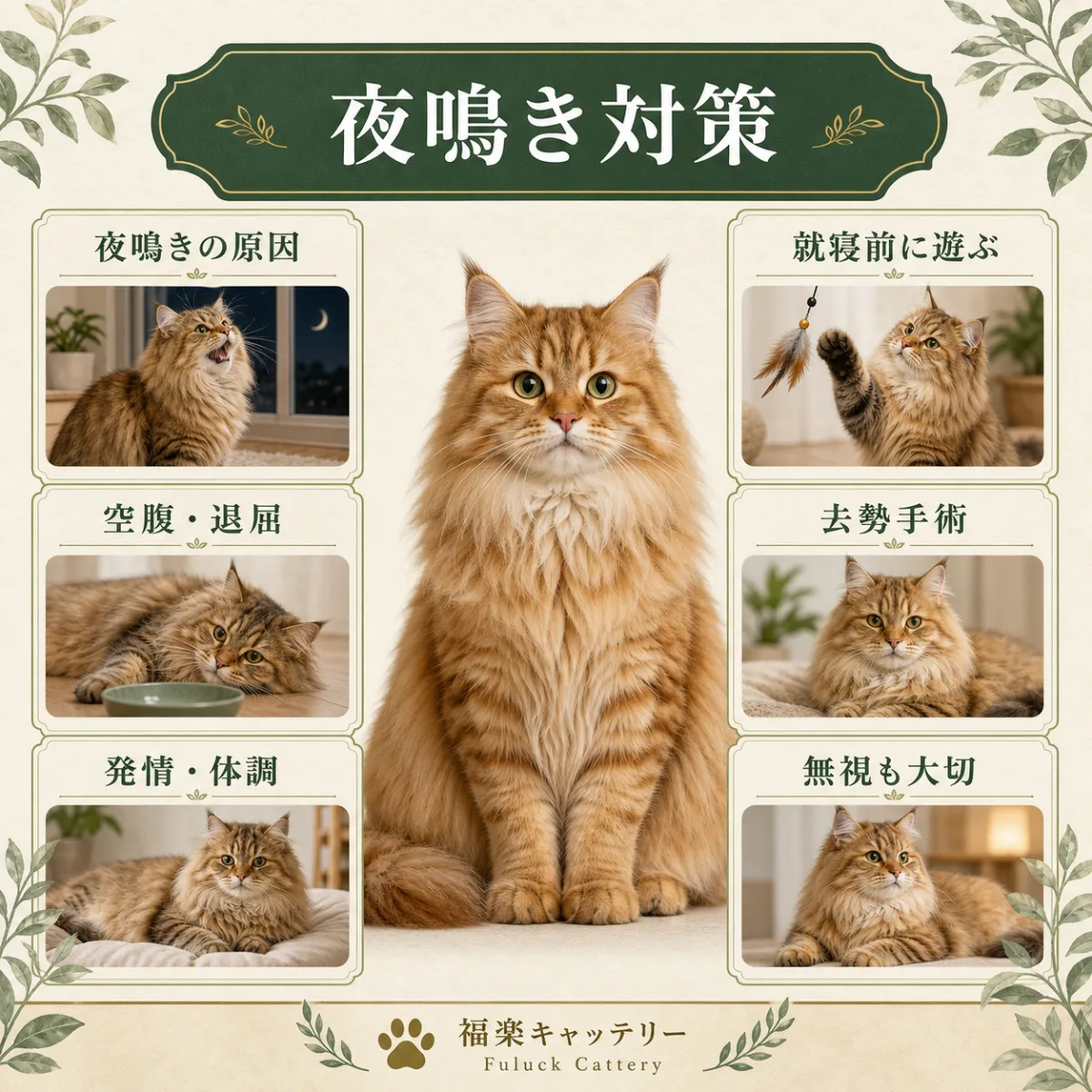 猫の夜鳴きの原因と対策を図解｜福楽キャッテリー