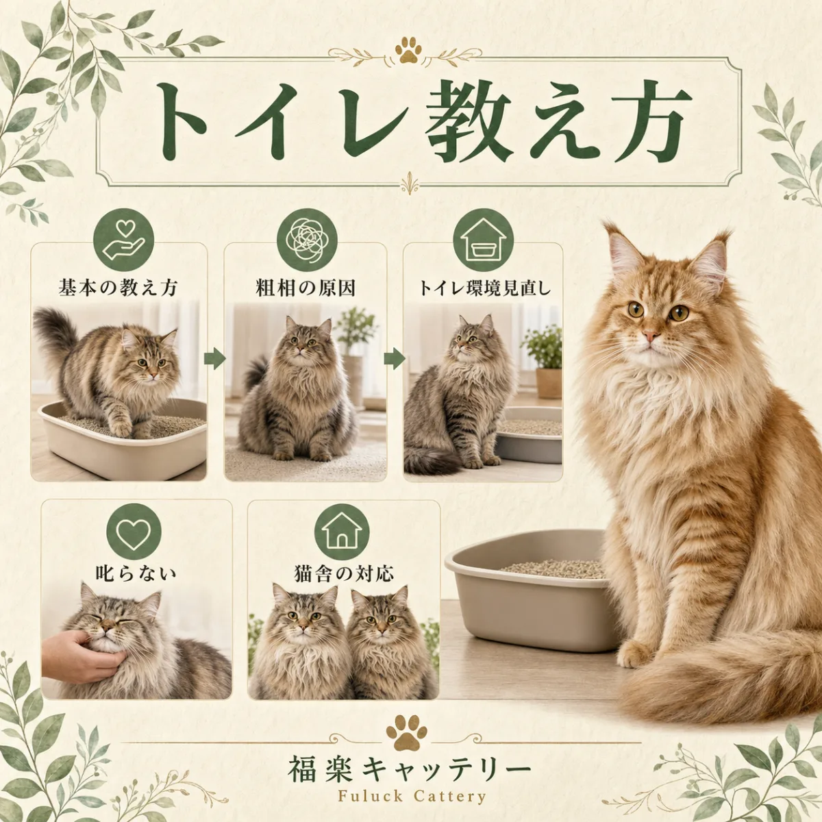 猫のトイレトレーニング：基本の教え方と粗相対策｜福楽キャッテリー