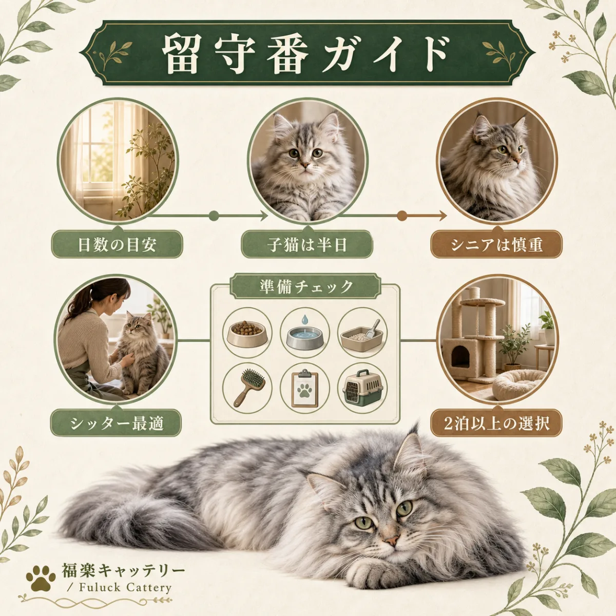 猫の留守番日数の目安と安心対策チェックリスト｜福楽キャッテリー