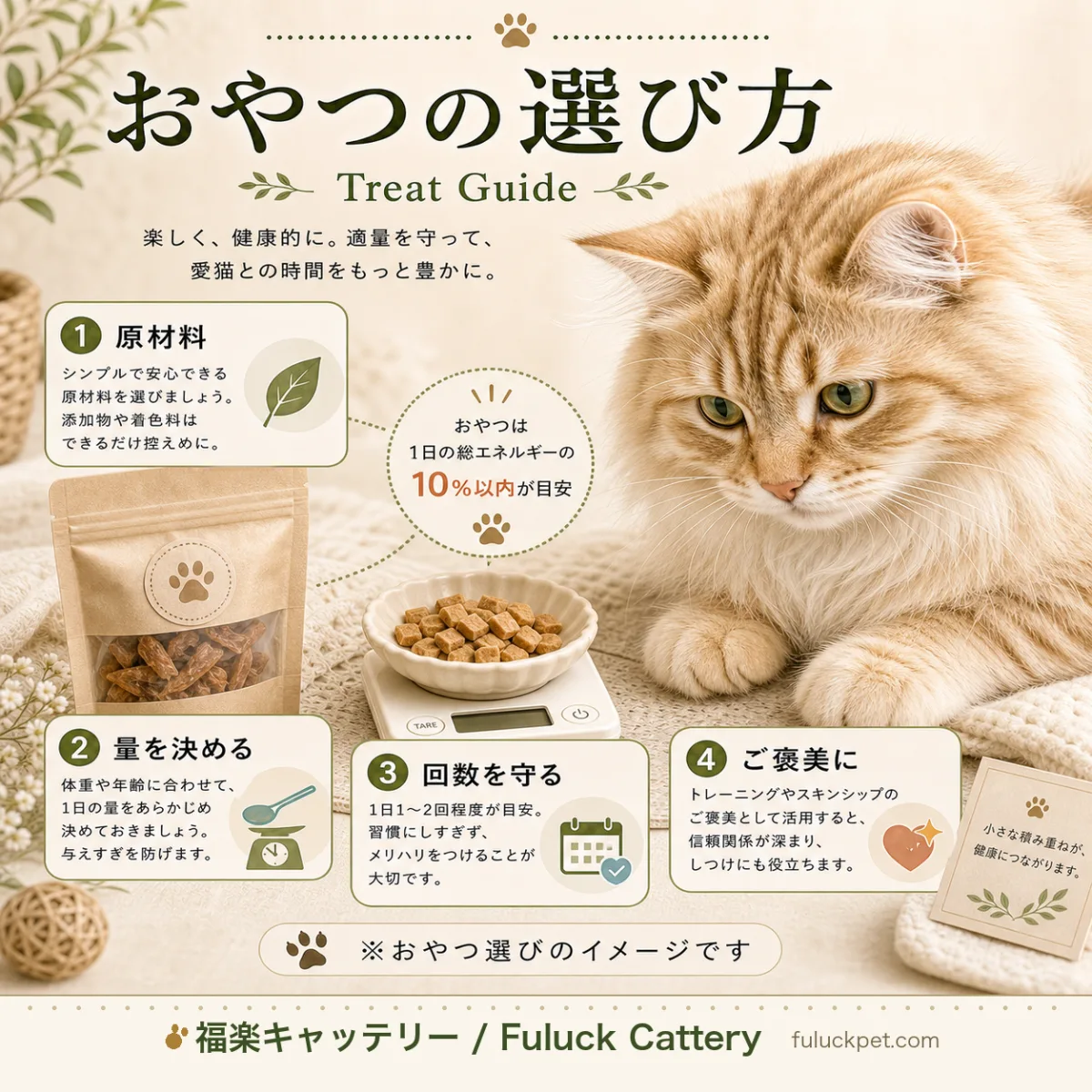 猫のおやつの選び方、適切な量と頻度を解説。おやつの与えすぎに