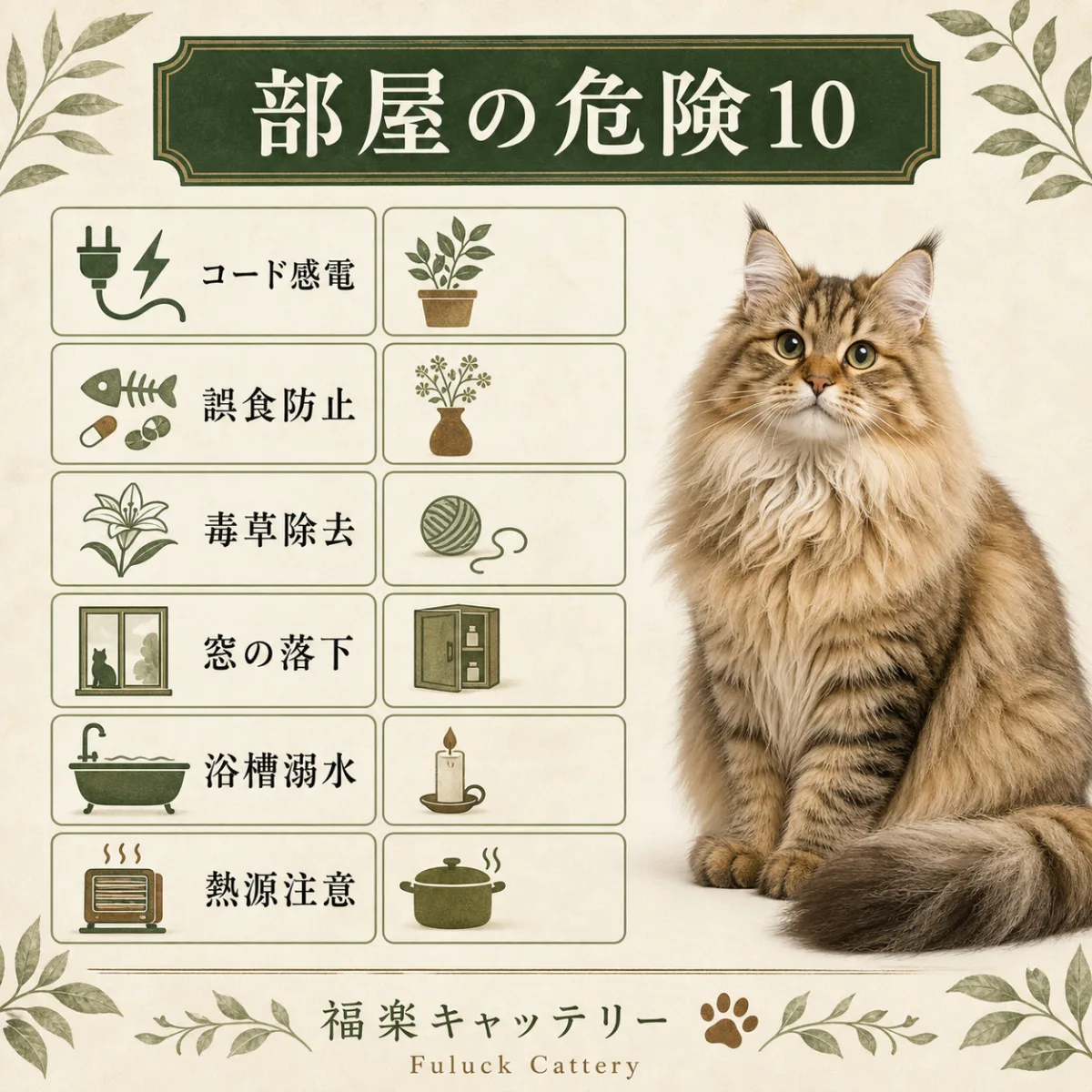 子猫の部屋作り｜危険を防ぐ10のチェックリスト｜福楽キャッテリー