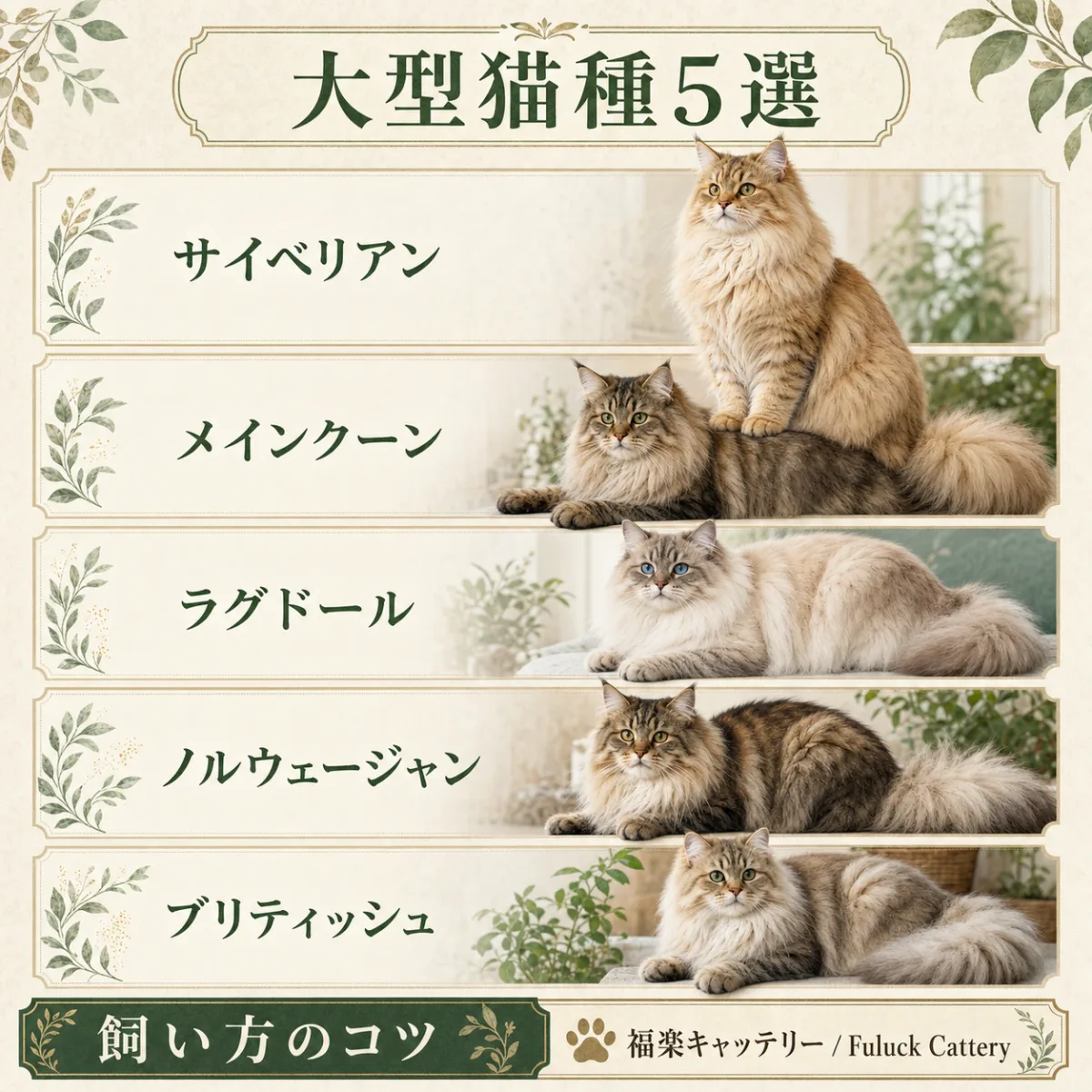 人気大型猫種5選と飼い方のポイント｜福楽キャッテリー