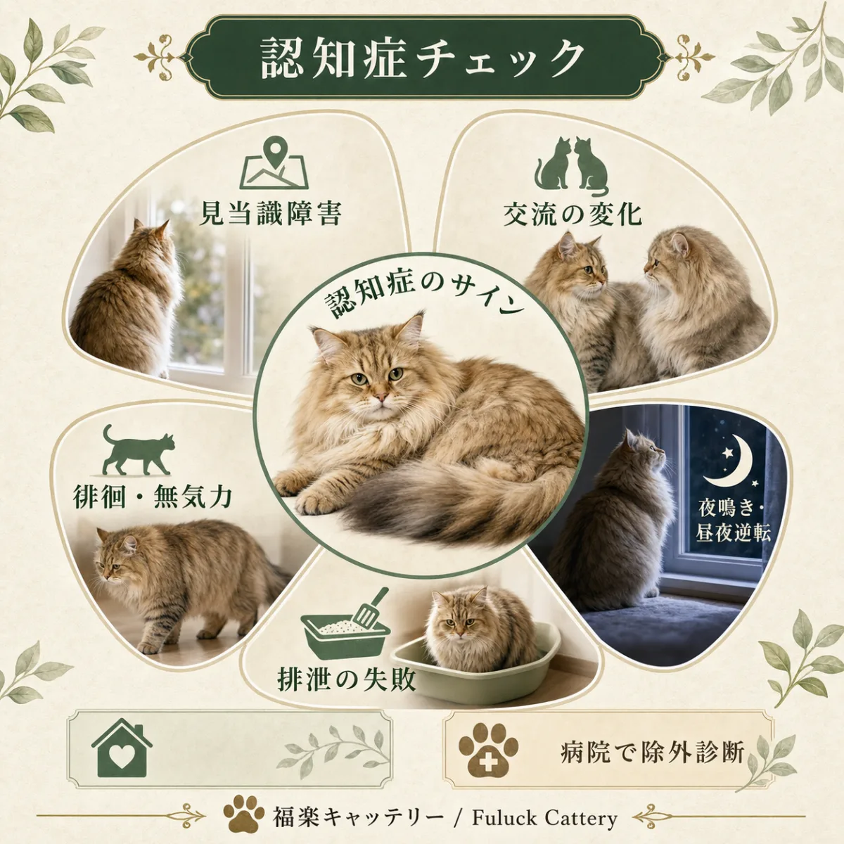 猫の認知症（認知機能不全）DISHAチェックリストと家庭ケアのポイント