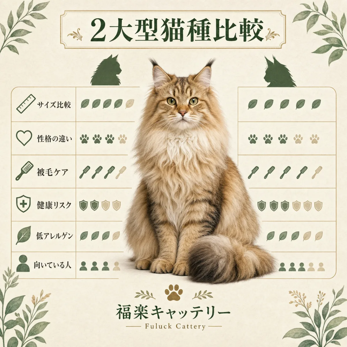 サイベリアンとメインクーンの違いを6項目で徹底比較