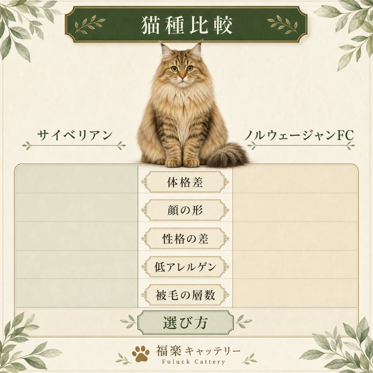 サイベリアンとノルウェージャンフォレストキャットの違いを5つの観点で徹底比較
