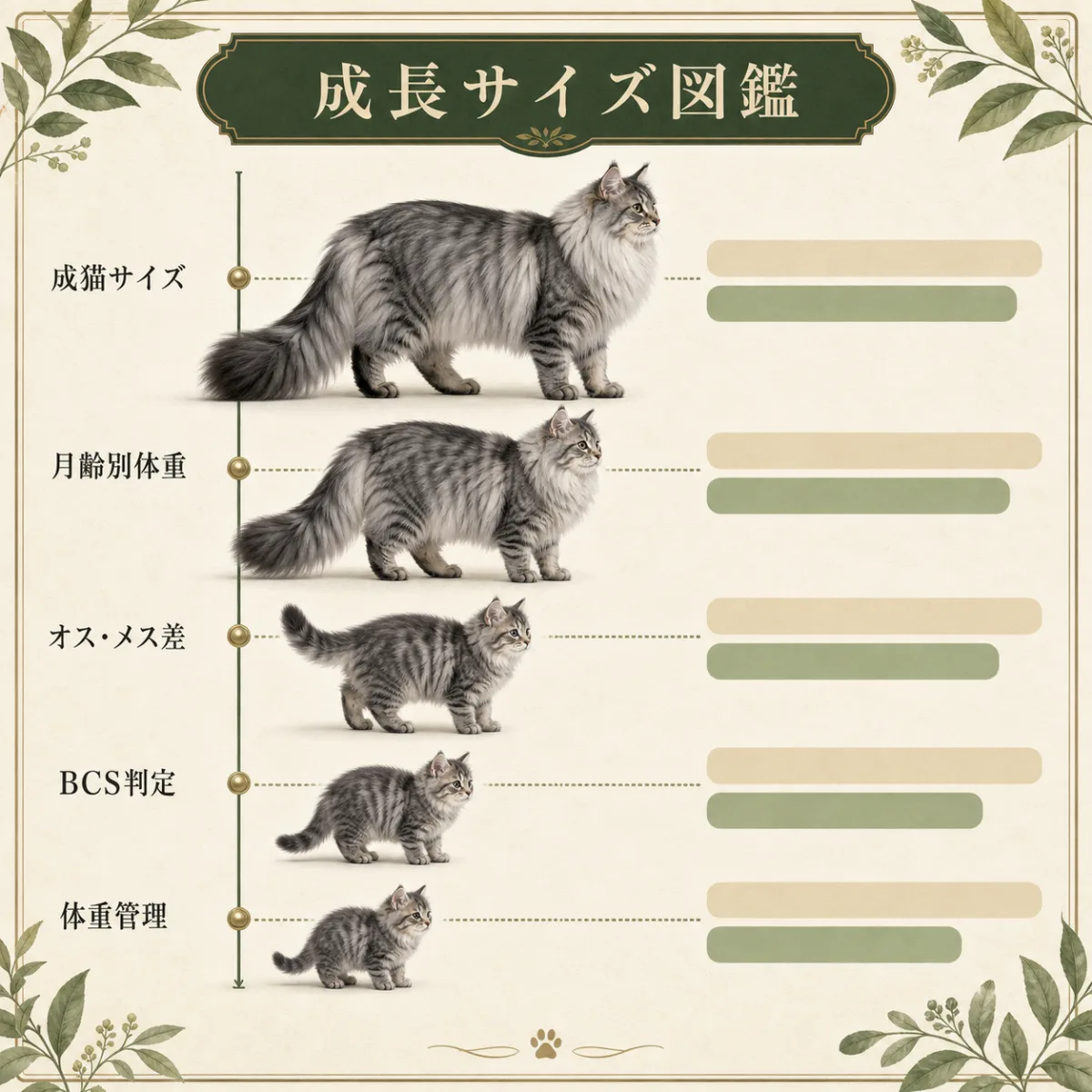 サイベリアンの月齢別体重・成猫サイズと適正体重管理ガイド｜福楽キャッテリー