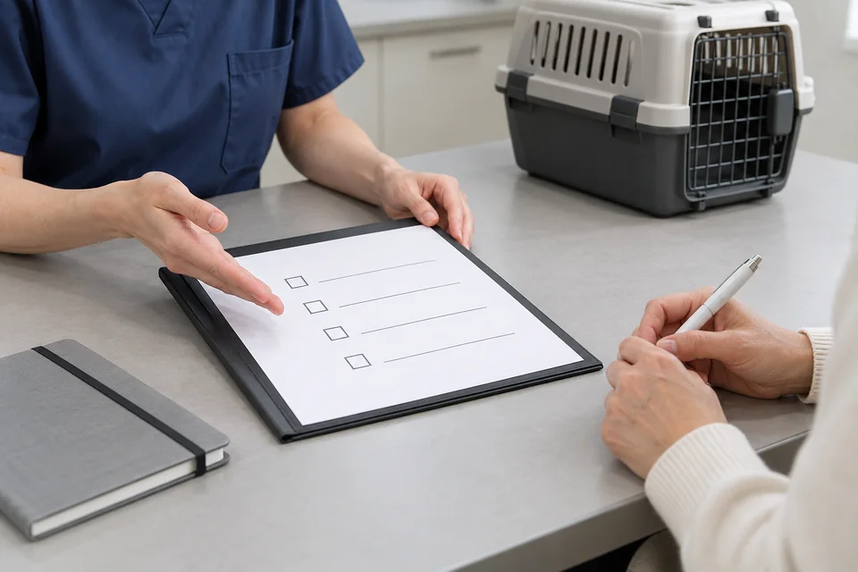 Discussing the benefits and considerations with a vet (AI illustration)